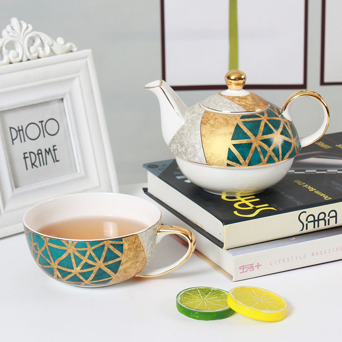 Geometric Splicing Bone China Tea For One Set