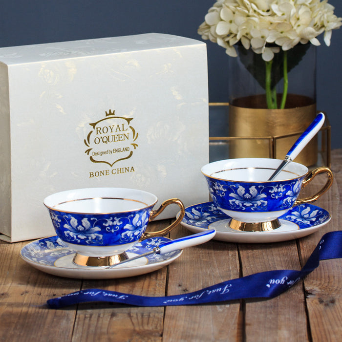 White Lily Golden Trim Bone China Cup And Saucer Set