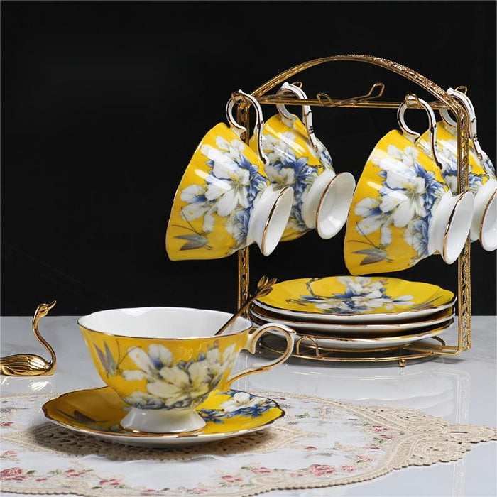 White Peony Bone China Cup And Saucer Set