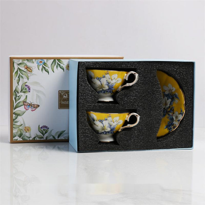 White Peony Bone China Cup And Saucer Set