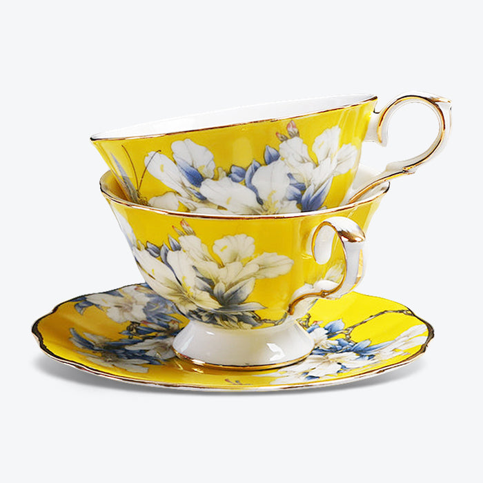 White Peony Bone China Cup And Saucer Set