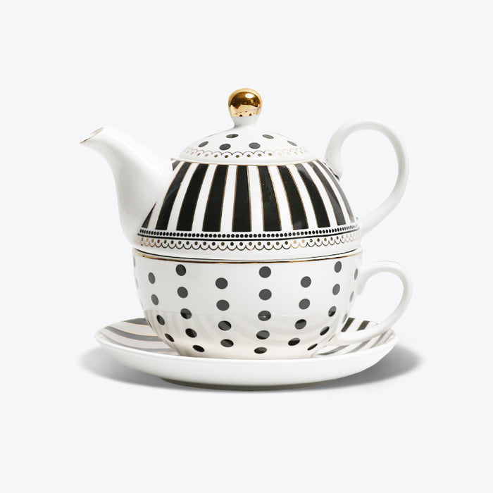 Polka Dot And Stripe Bone China Tea For One Set