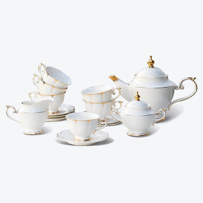 European Solid White Bone China Tea Set