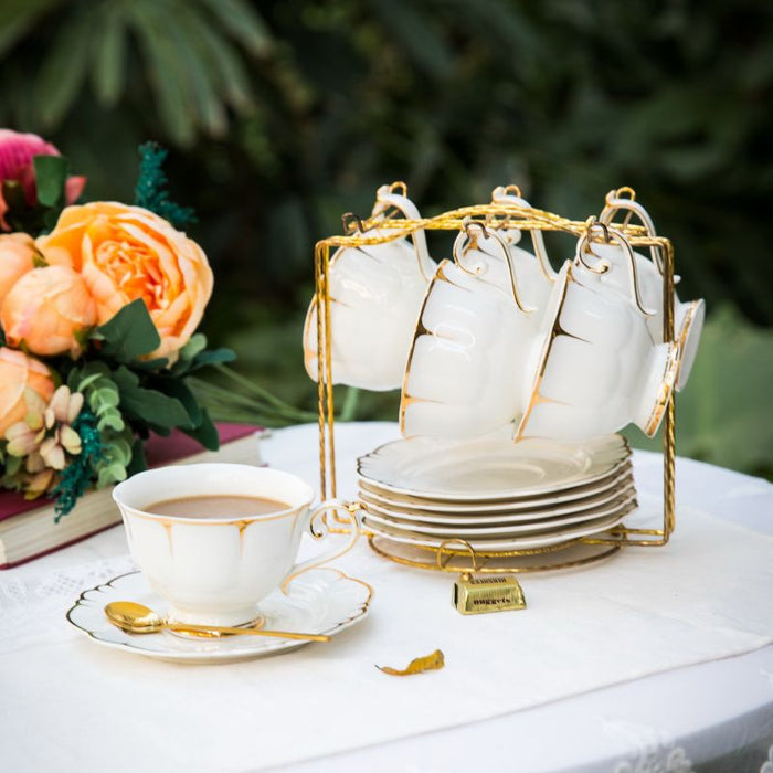 European Solid White Bone China Tea Set