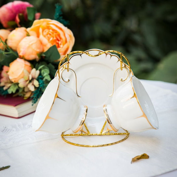 European Solid White Bone China Tea Set