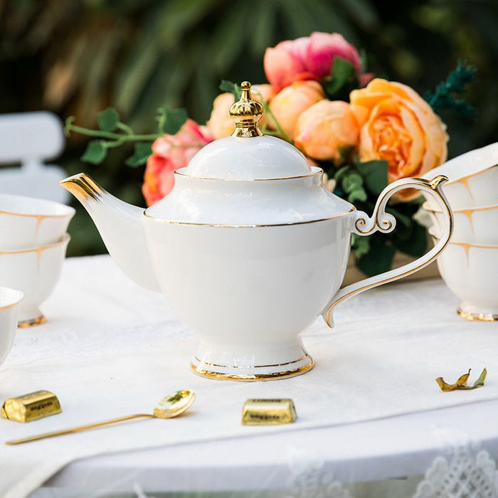 European Solid White Bone China Tea Set