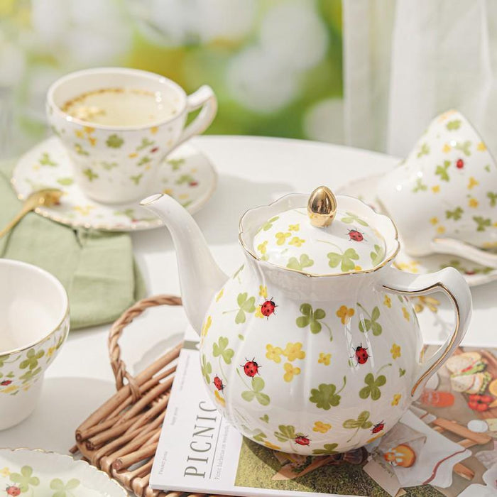 Four-Leaf Clover Meadow Porcelain Coffee & Tea Set