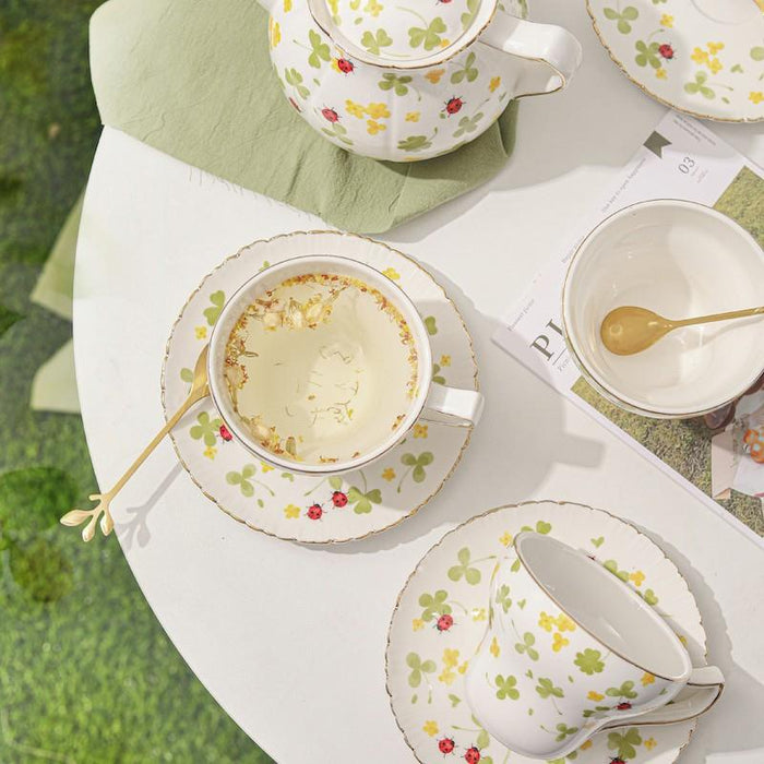 Four-Leaf Clover Meadow Porcelain Coffee & Tea Set