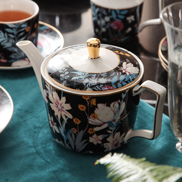 European Hand-painted Flower Pattern Coffee & Tea Set