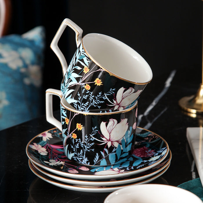 European Hand-painted Flower Pattern Coffee & Tea Set