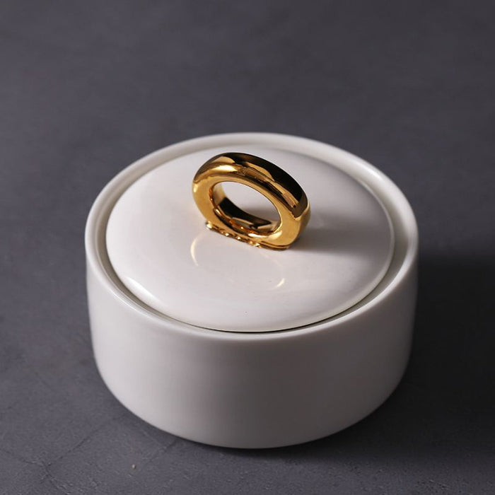European Golden Trim Solid White Ceramic Tea Set