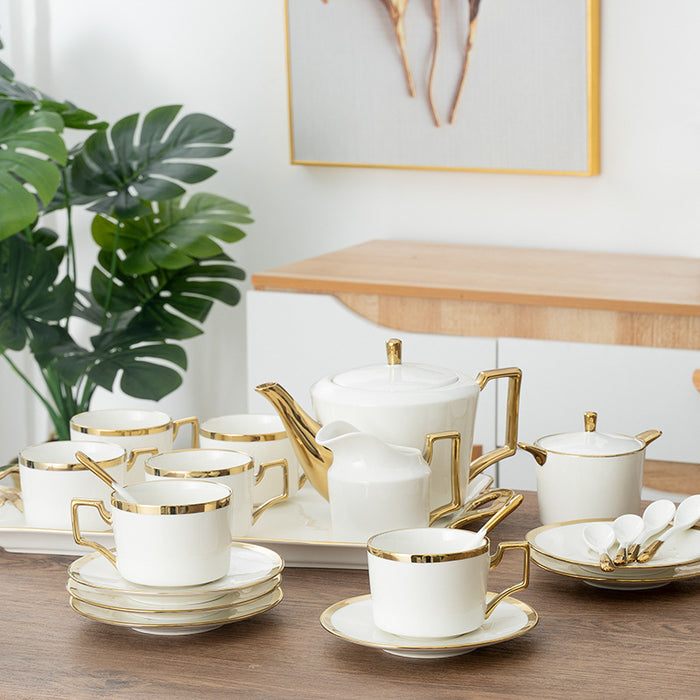European Golden Trim Luxurious Coffe & Tea Set