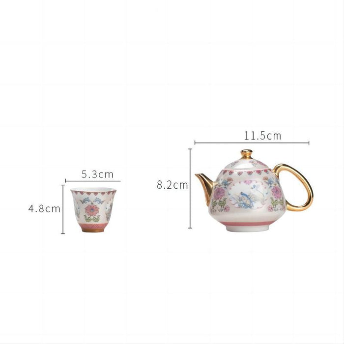 Pink Enamel Ceramic Coffee & Tea Set