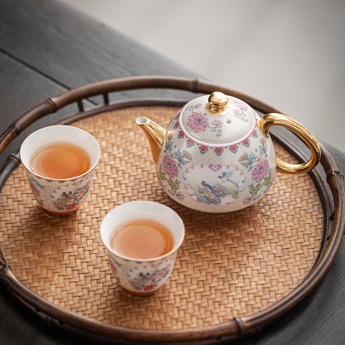 Pink Enamel Ceramic Coffee & Tea Set