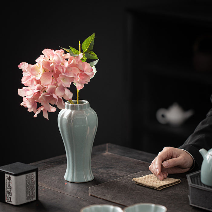 Cyan-Blue Chinese Ruyao Ceramic Vase