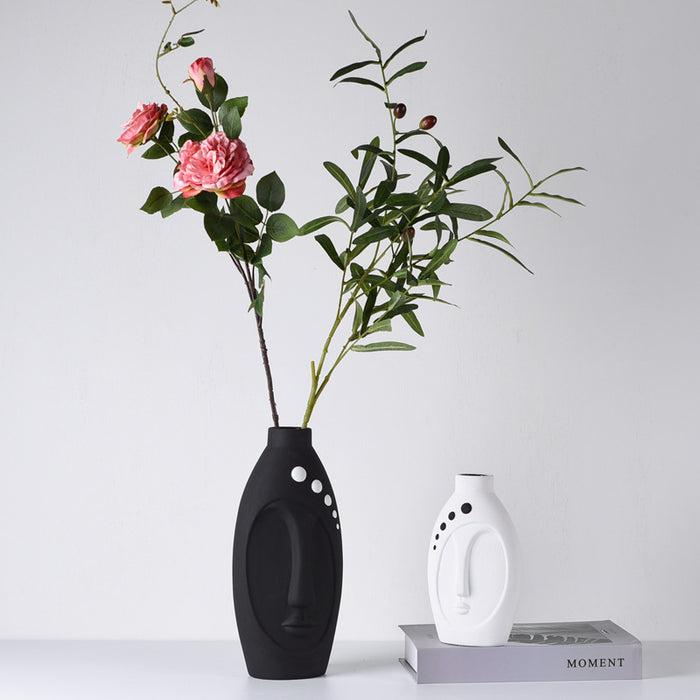 Nordic Black And White Face Ceramic Vase