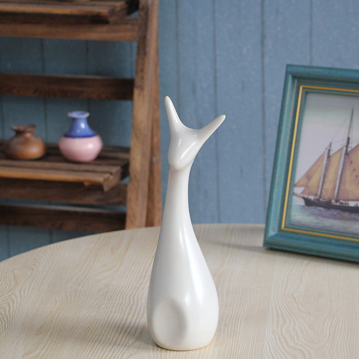 A Set Of 3 Deer Nordic Ceramic Ornaments