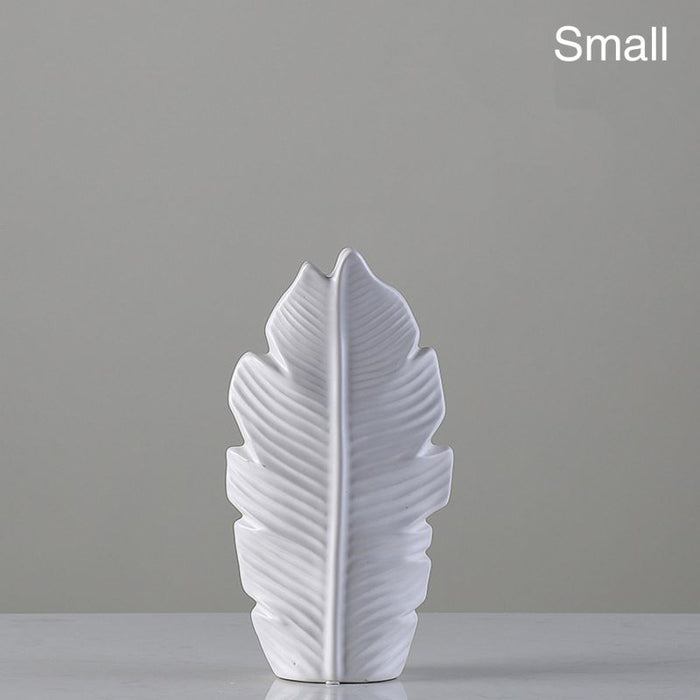 Nordic White Leaf Ceramic Vase