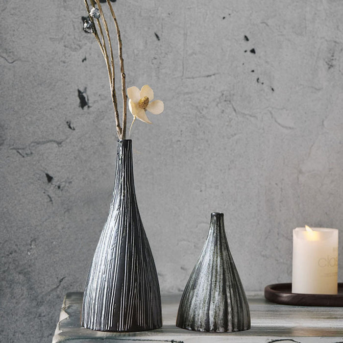 Chinese Vertical Stripe Ceramic Vase