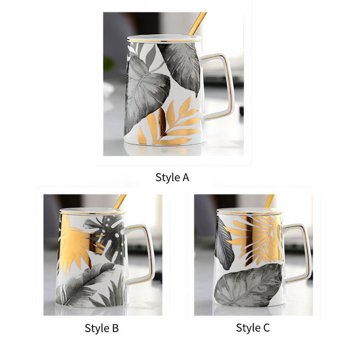 Nordic Simple Mug with Lid & Spoon Gift Set
