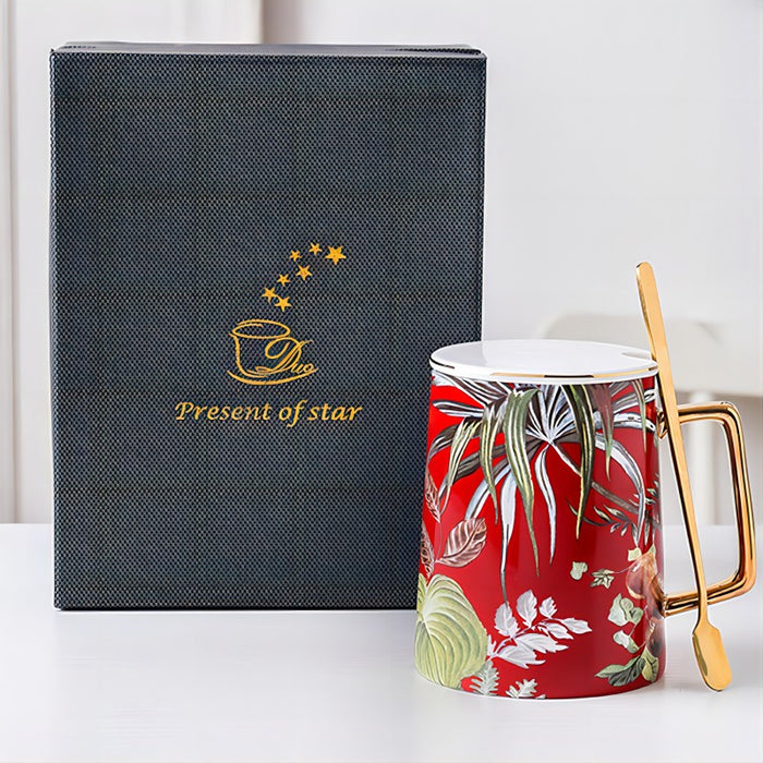 Luxury Magpie And Flower Ceramic Mug