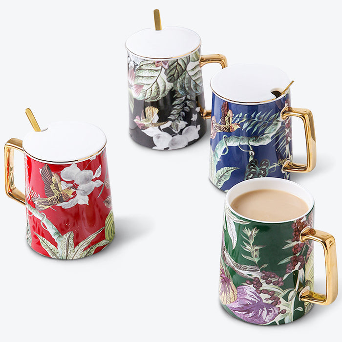 Luxury Magpie And Flower Ceramic Mug