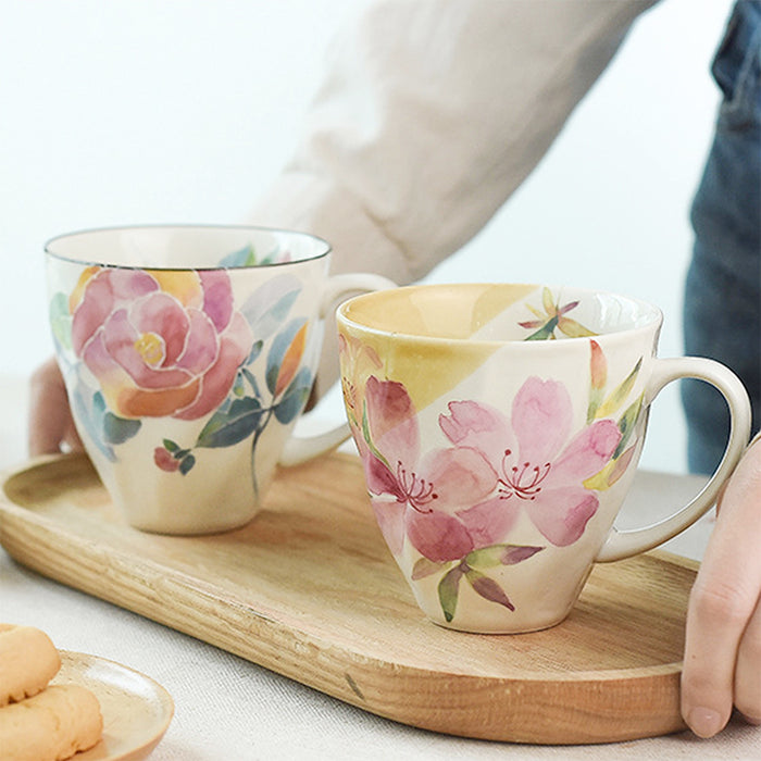 Japanese Style Blooming Flower Ceramic Mug