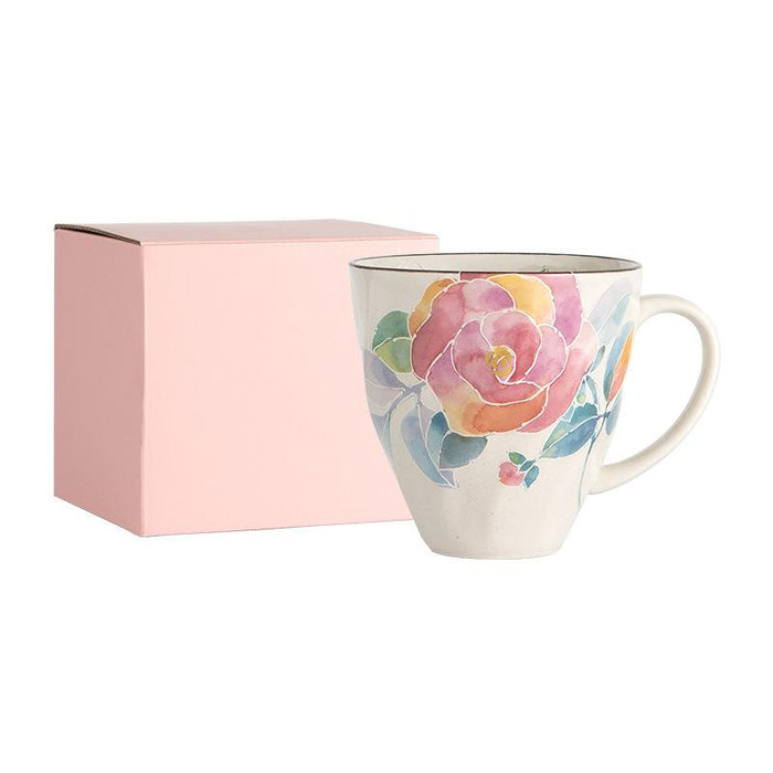Japanese Style Blooming Flower Ceramic Mug