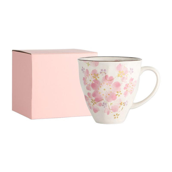 Japanese Style Blooming Flower Ceramic Mug