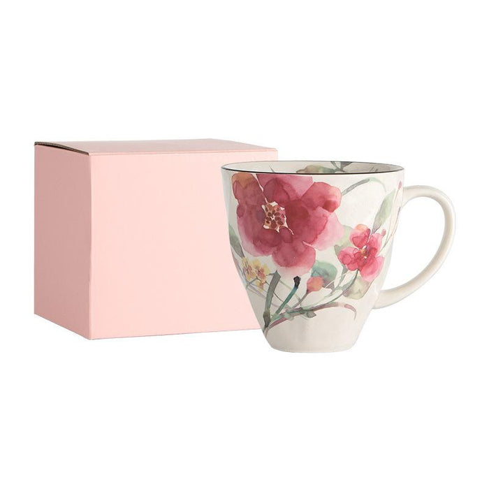 Japanese Style Blooming Flower Ceramic Mug