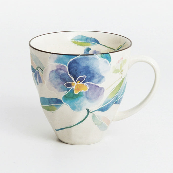Japanese Style Blooming Flower Ceramic Mug