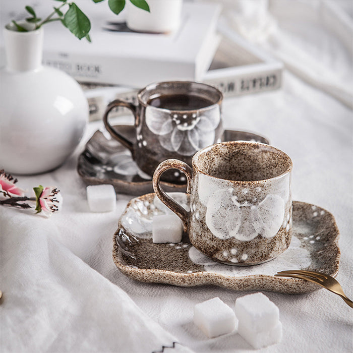 White Japanese Floral Ceramic Mug