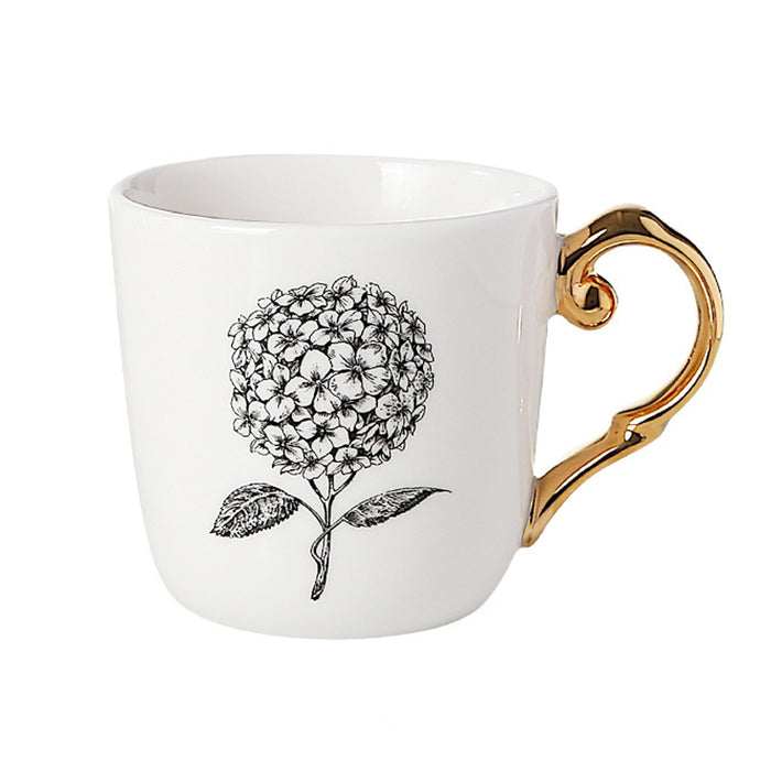 Vintage White Floral Ceramic Mug Set
