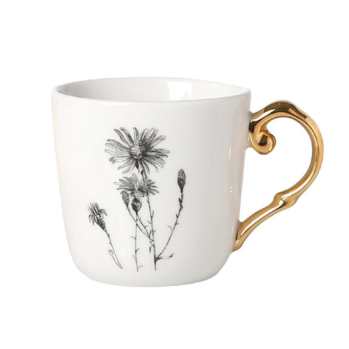 Vintage White Floral Ceramic Mug Set