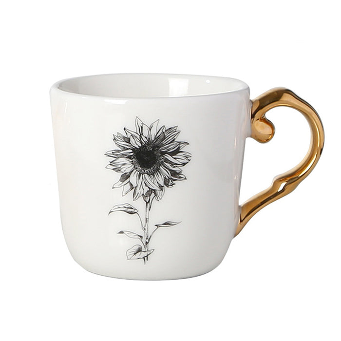Vintage White Floral Ceramic Mug Set