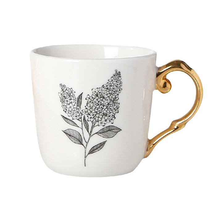 Vintage White Floral Ceramic Mug Set