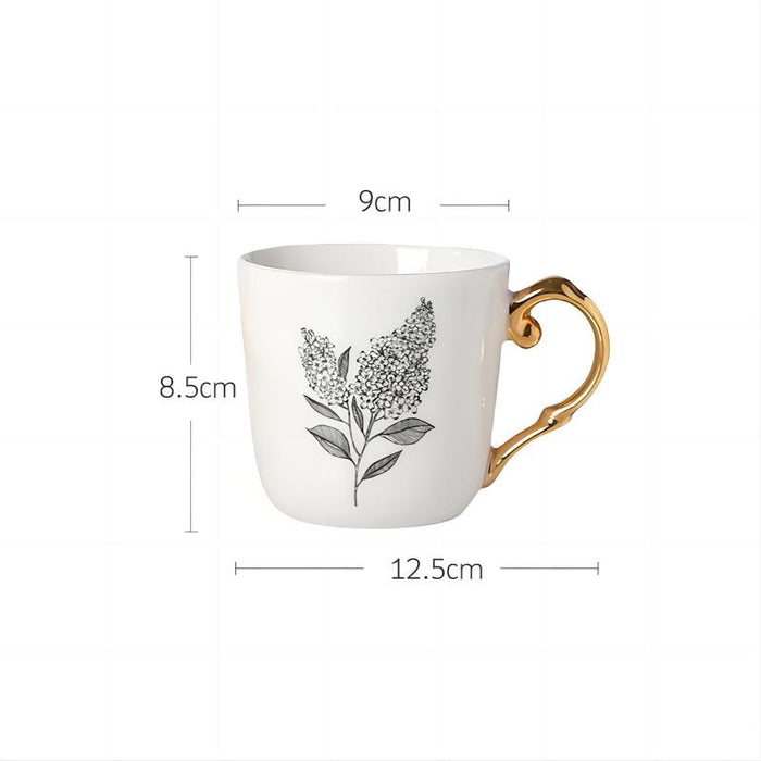 Vintage White Floral Ceramic Mug Set
