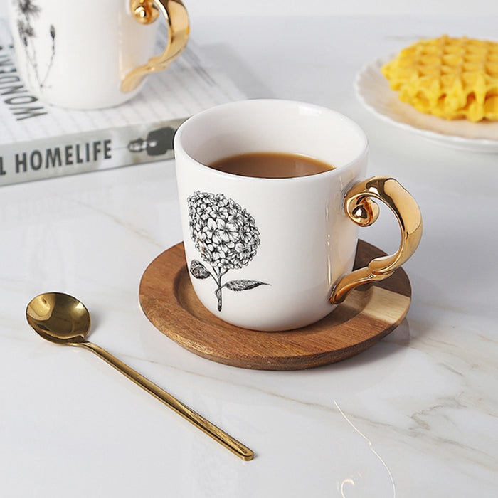 Vintage White Floral Ceramic Mug Set