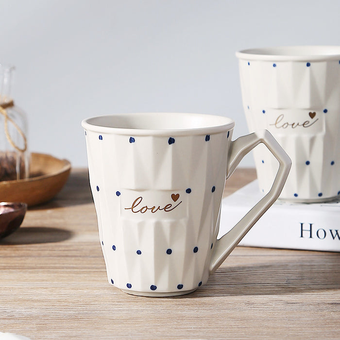 White Modern Diamond Ceramic Mug Set
