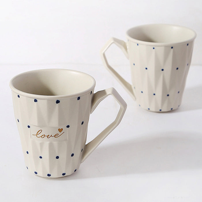 White Modern Diamond Ceramic Mug Set