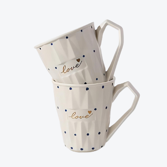 White Modern Diamond Ceramic Mug Set
