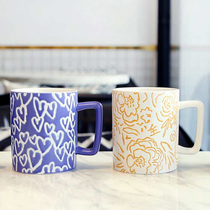 Blue and Orange Modern Ceramic Mug Set
