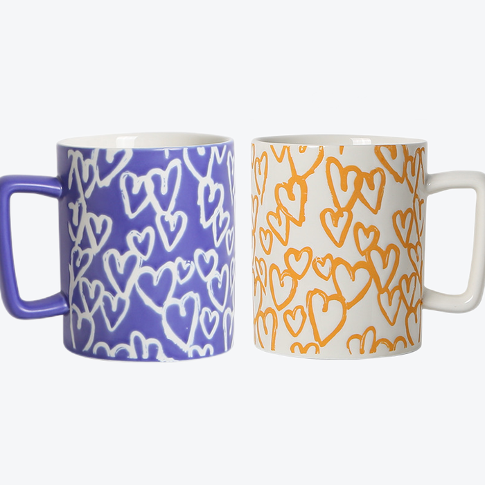 Blue and Orange Modern Ceramic Mug Set