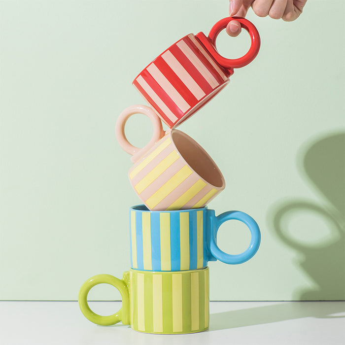 Modern Stripe Pattern Ceramic Mug Set