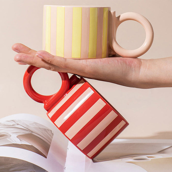 Modern Stripe Pattern Ceramic Mug Set