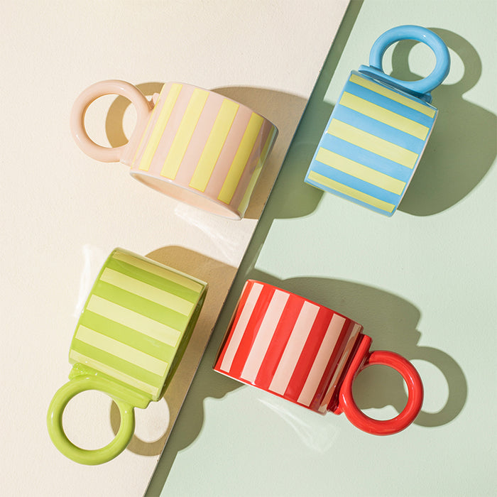 Modern Stripe Pattern Ceramic Mug Set