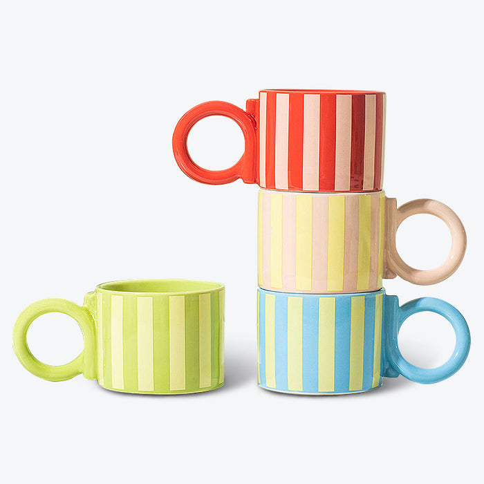 Modern Stripe Pattern Ceramic Mug Set