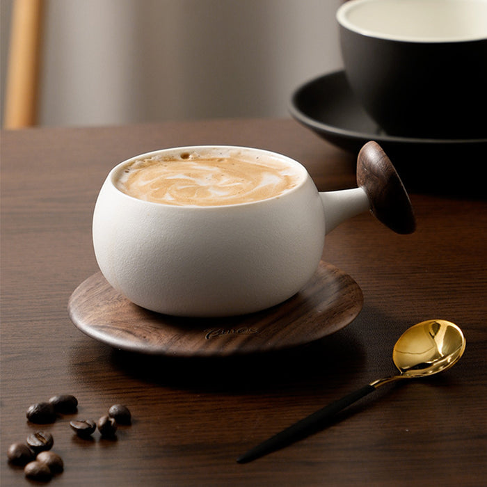 Japanese Style Walnut Handle Coffee Cup