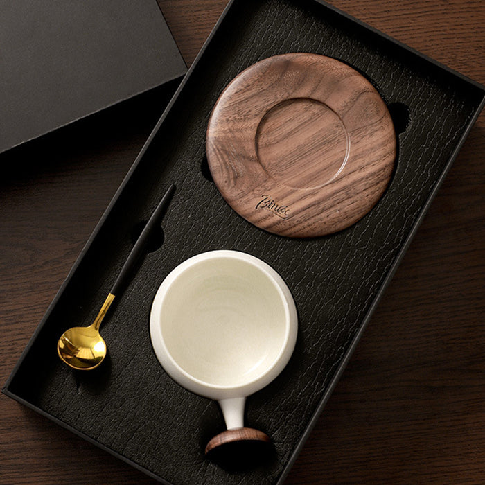 Japanese Style Walnut Handle Coffee Cup