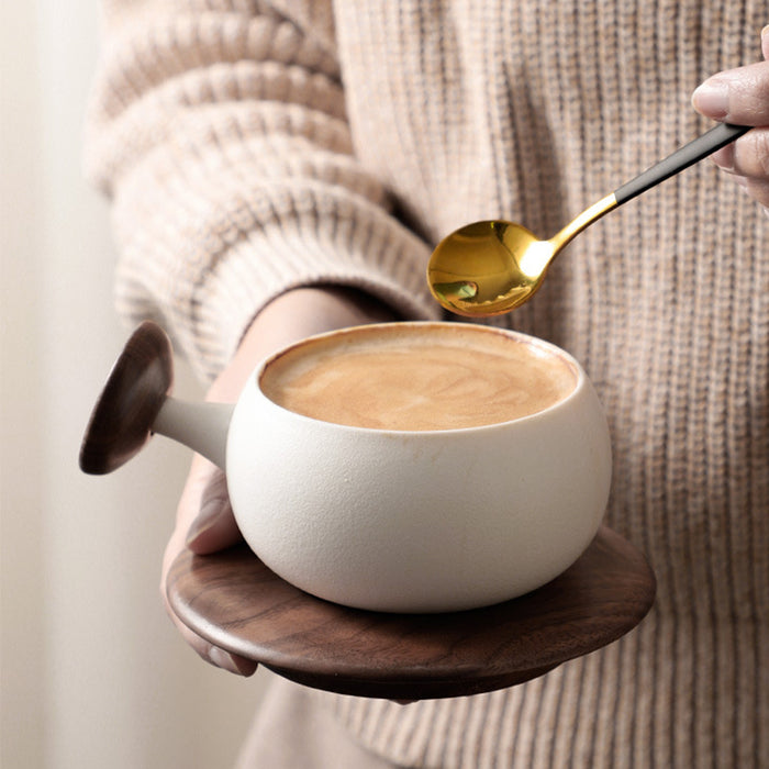 Japanese Style Walnut Handle Coffee Cup